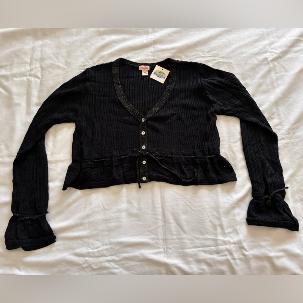 Popsy Black Bolero Sweater with Gold Accents